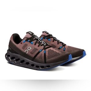 On Running Women's Athletic Shoes Brown with Black and Blue Accents